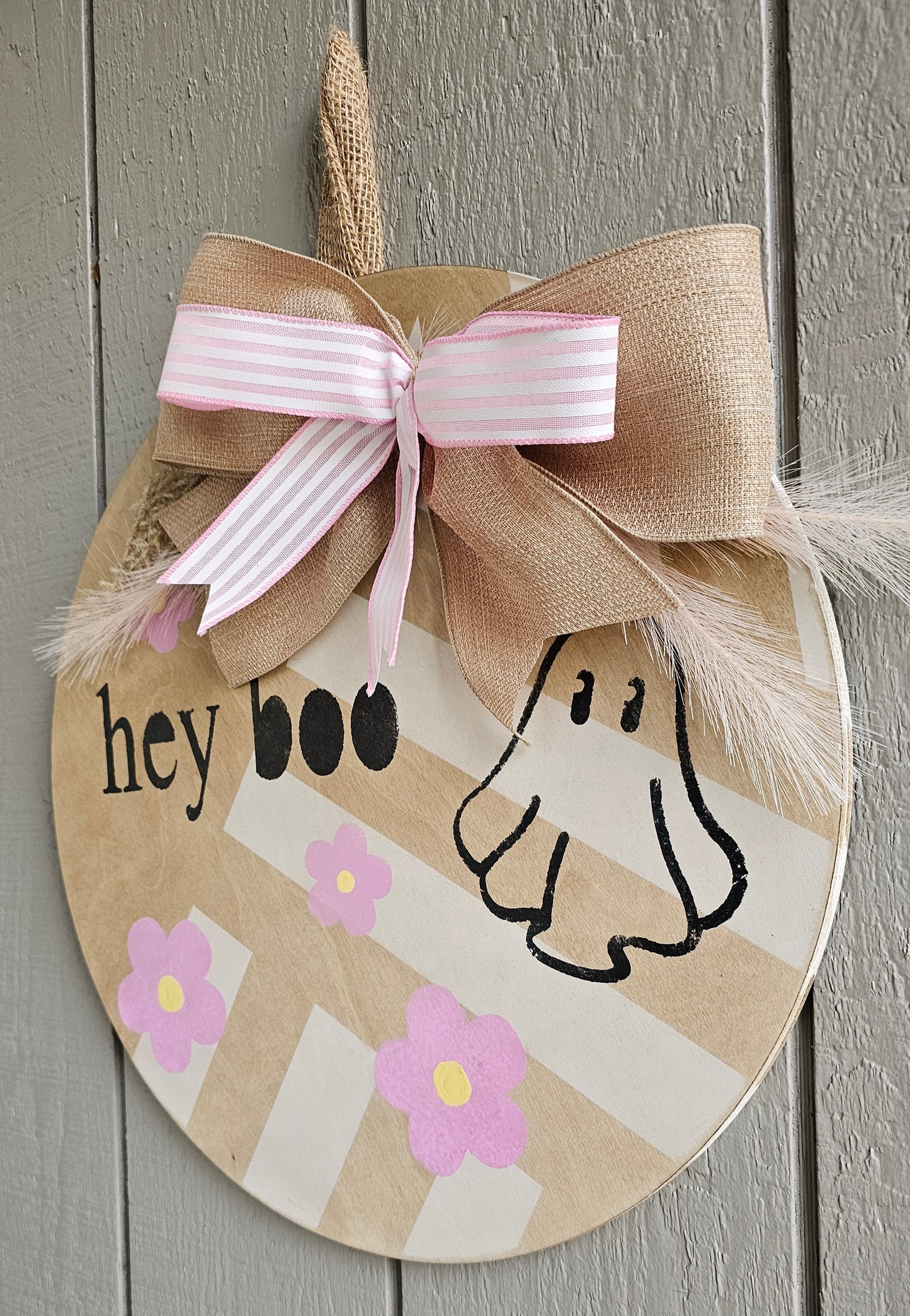 Hey Boo - Pink Ghosts Door Hanger
