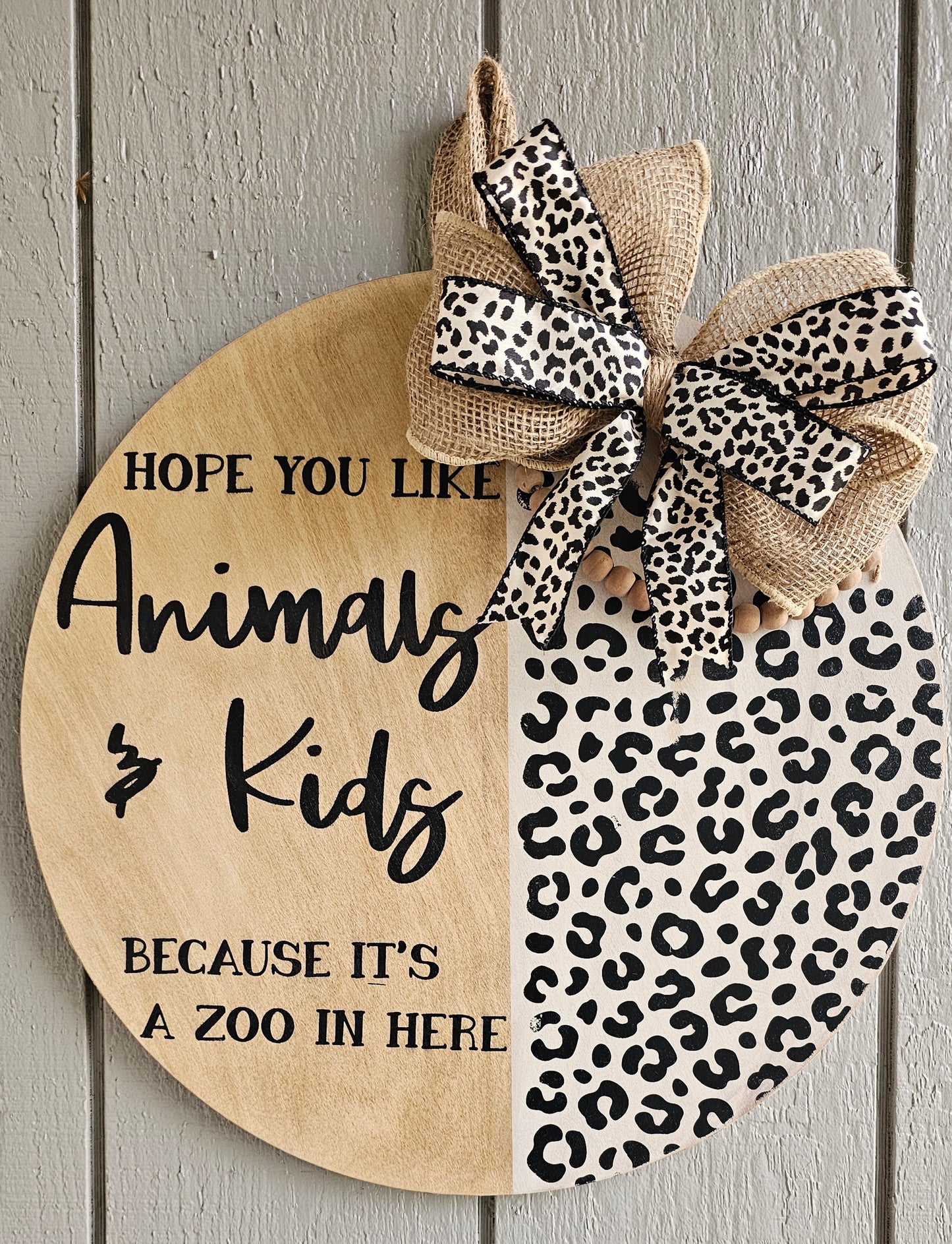 Hand-Painted Hope You Like Animals & Kids Door Hanger