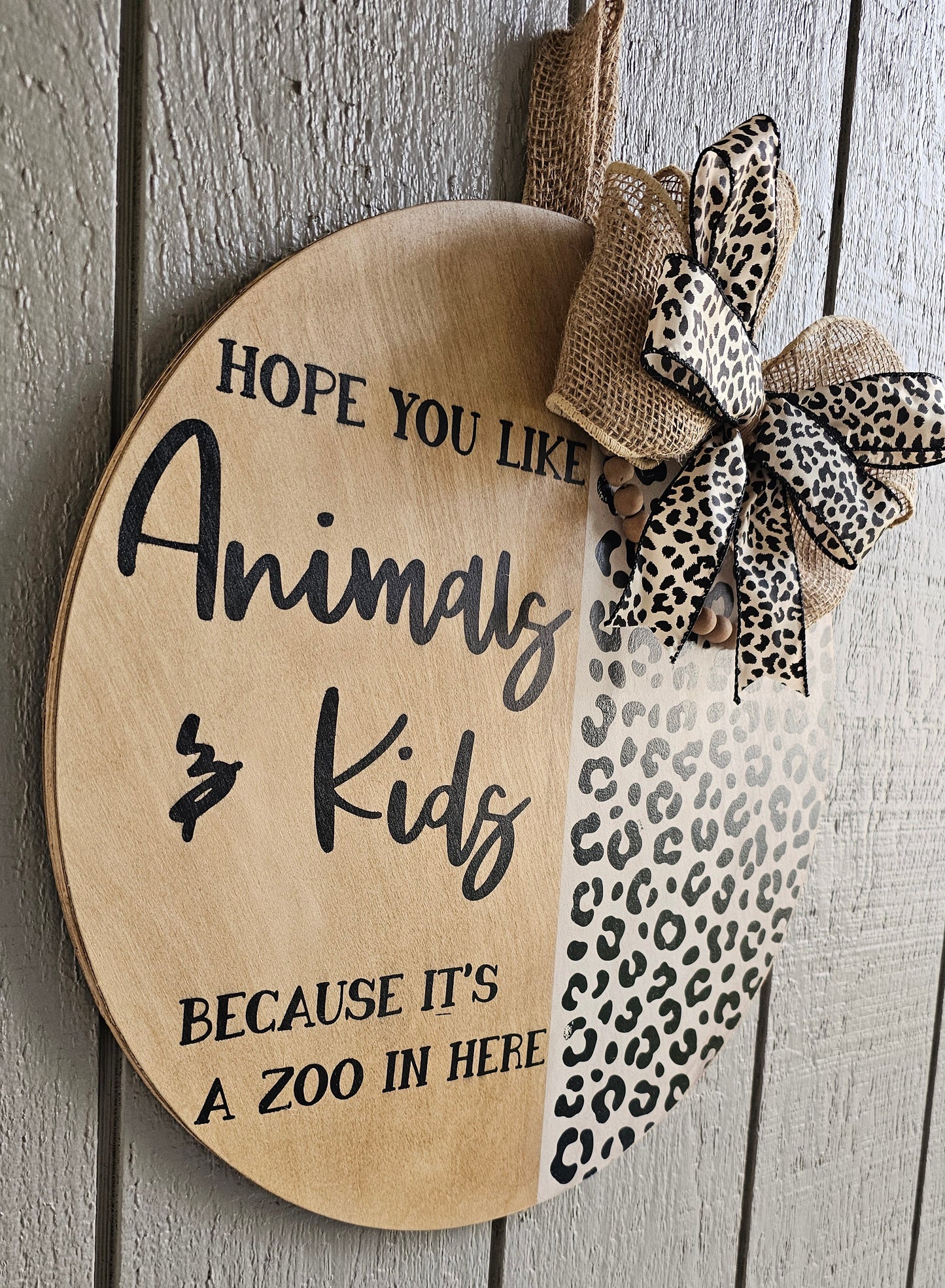 Hand-Painted Hope You Like Animals & Kids Door Hanger