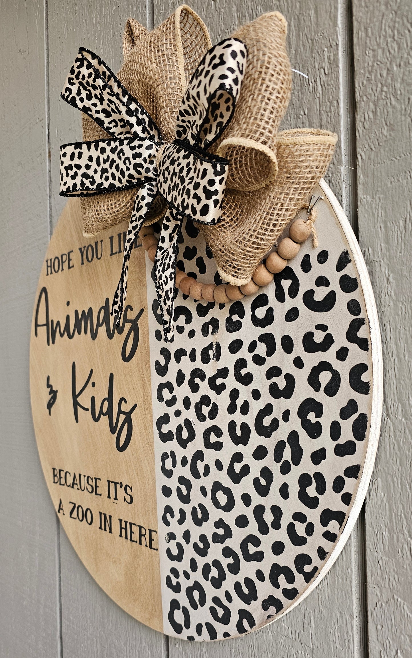Hand-Painted Hope You Like Animals & Kids Door Hanger