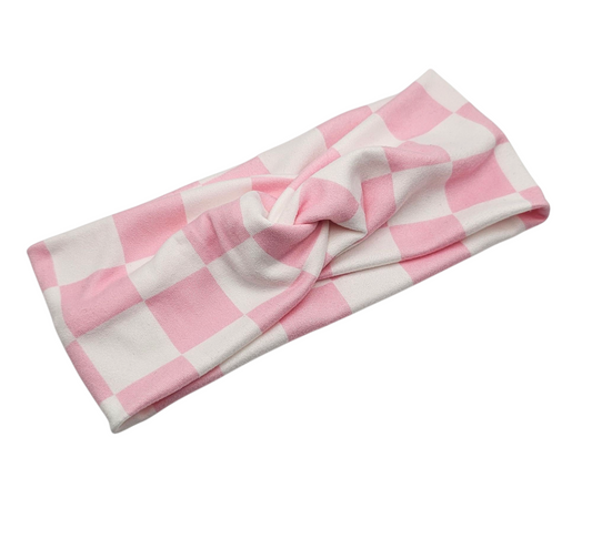 Pink Checkered Headband