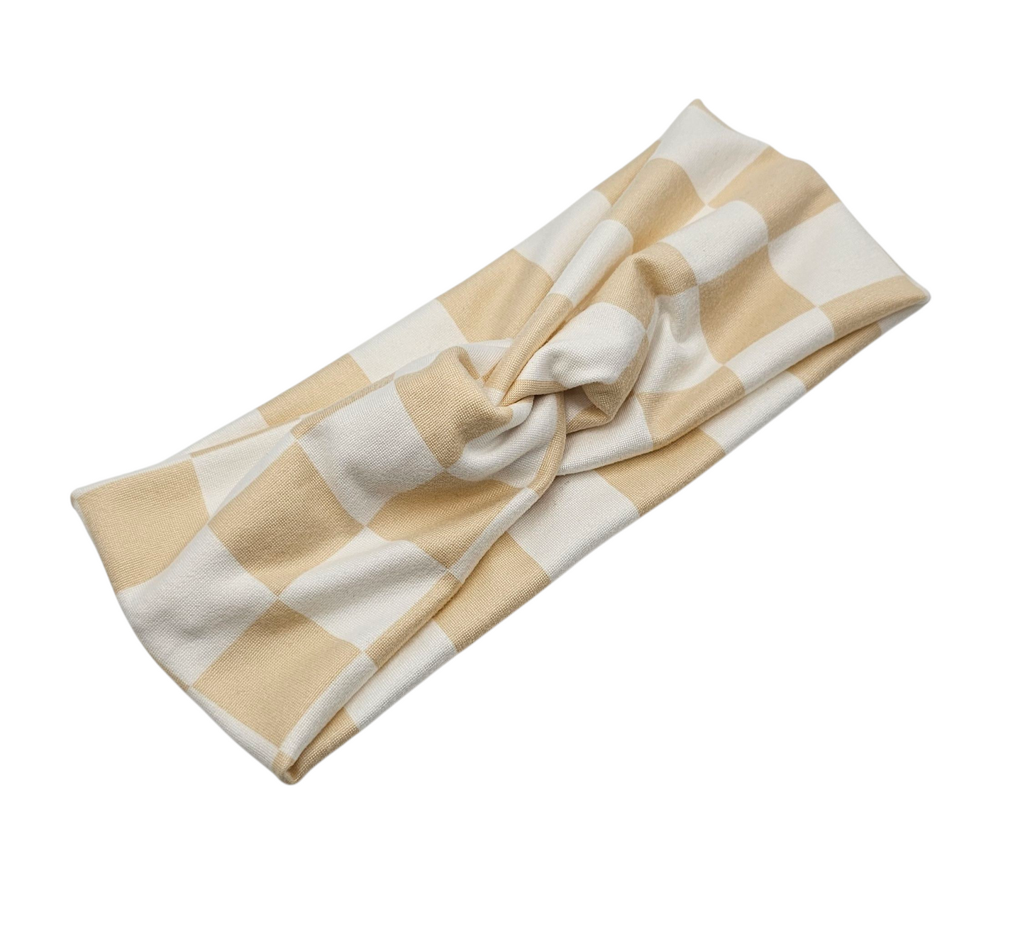 Beige & White Checkered Headband