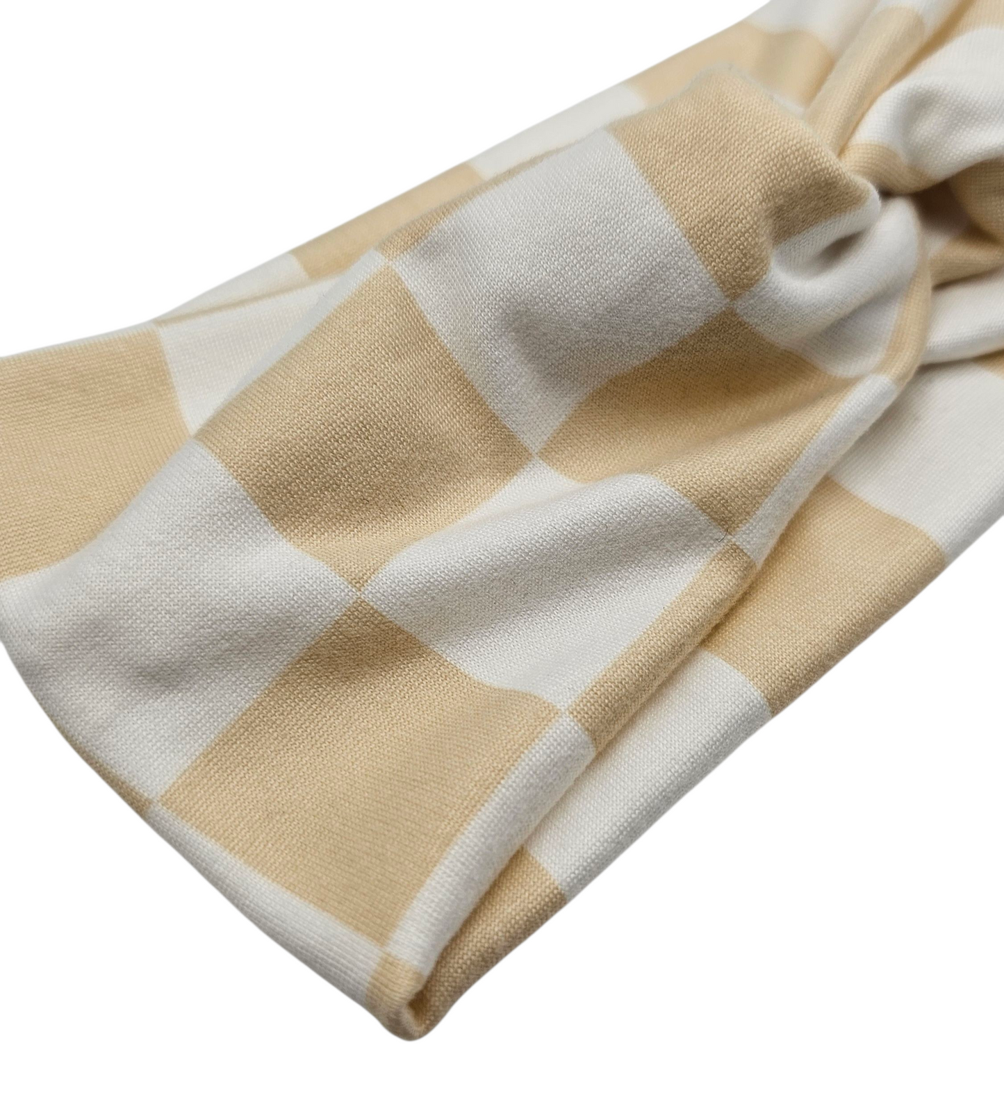 Beige & White Checkered Headband