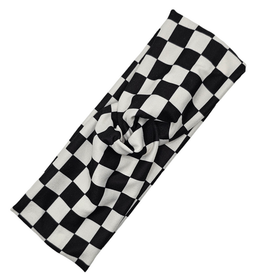 Ready, Set, Race! Black & White Checkered Headband