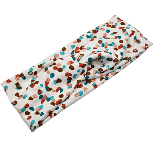 Teal and Rust Paint Dots Headband