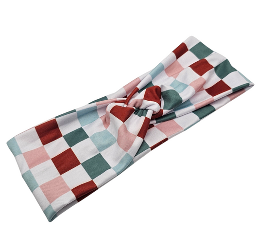 Multi- Colored Checkered Headband