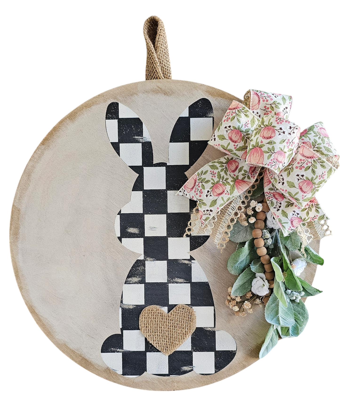 Checkered Bunny Door Hanger