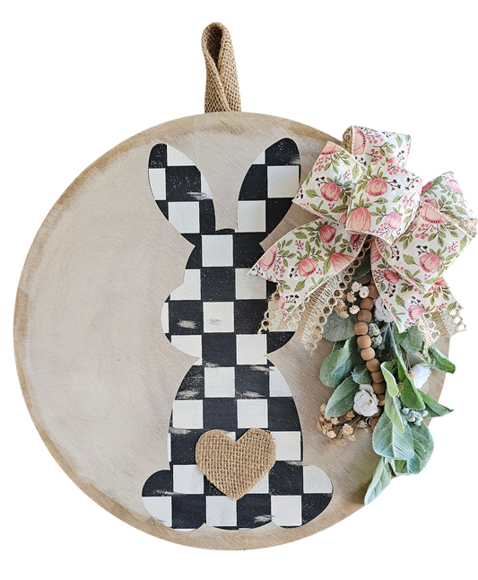 Checkered Bunny Door Hanger