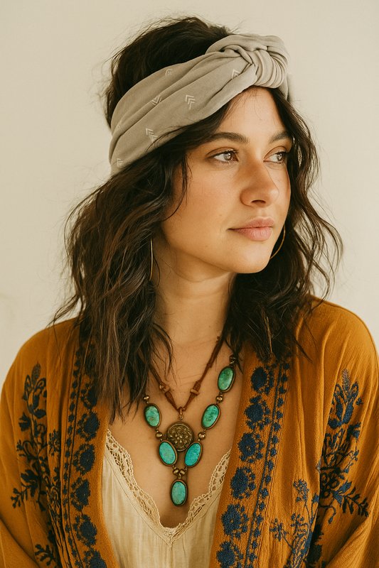 Grey Arrows Rockabilly Wrap Headband