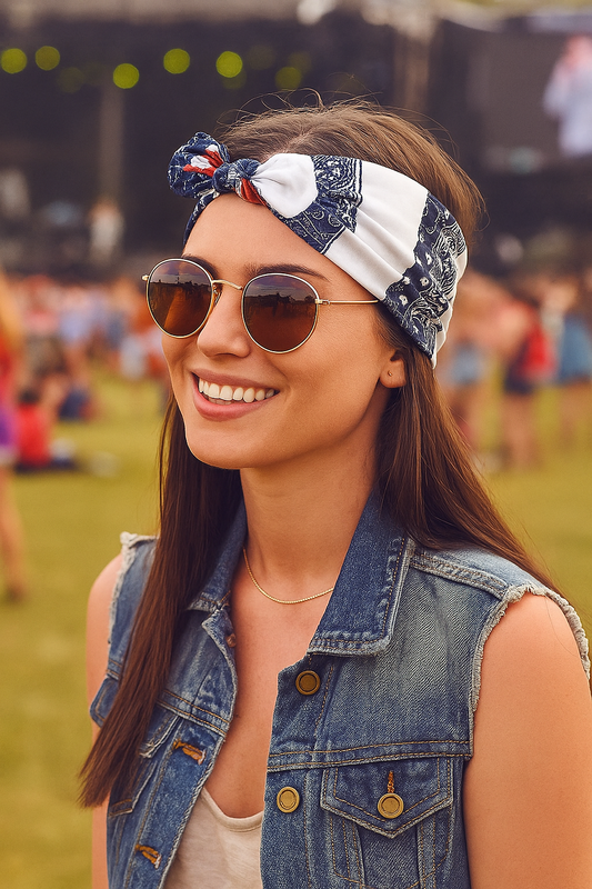 Upcycled Patriotic T-Shirt Headband (Reversible)