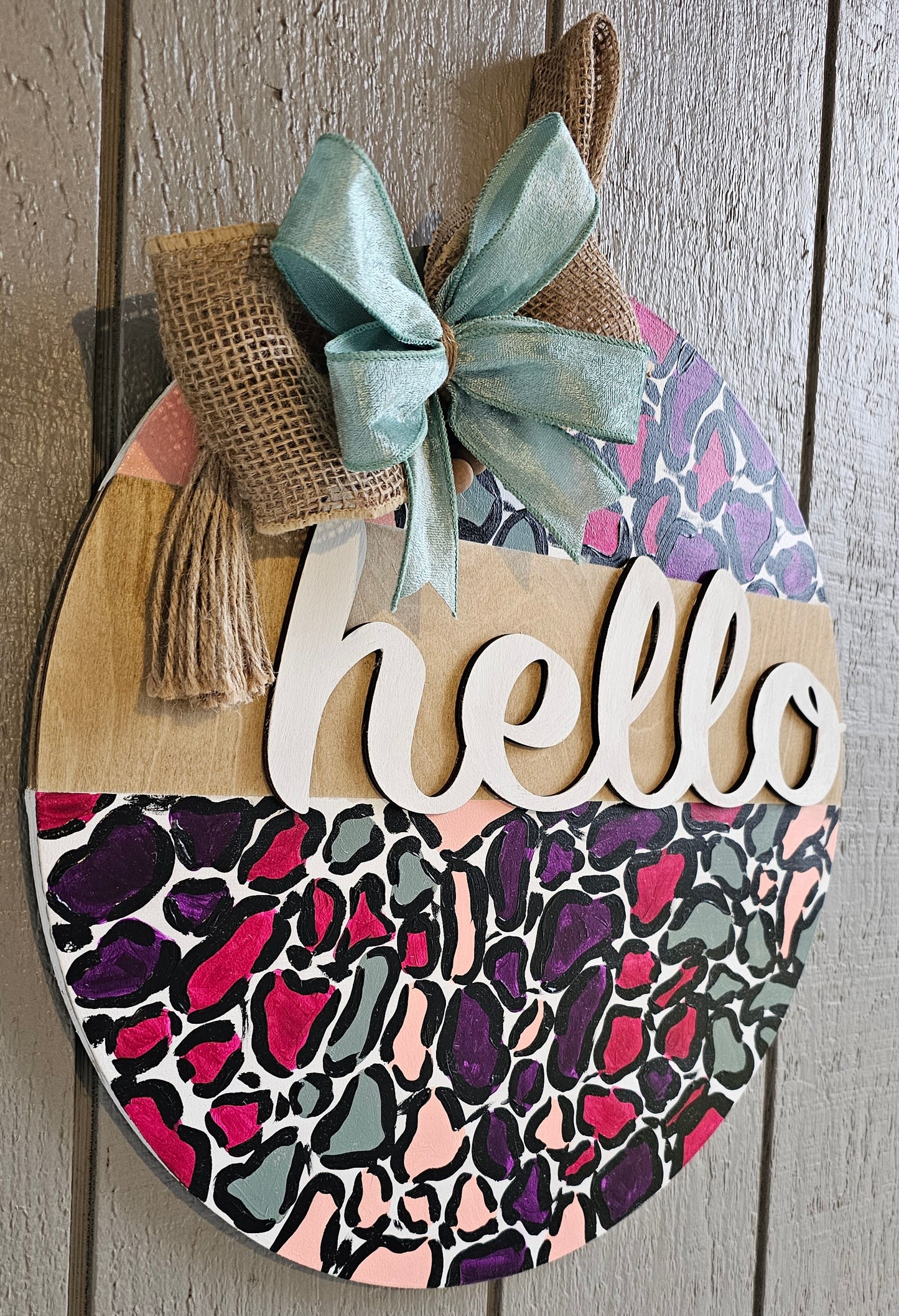 Colorful Leopard Print Door Hanger