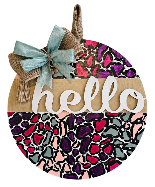 Colorful Leopard Print Door Hanger