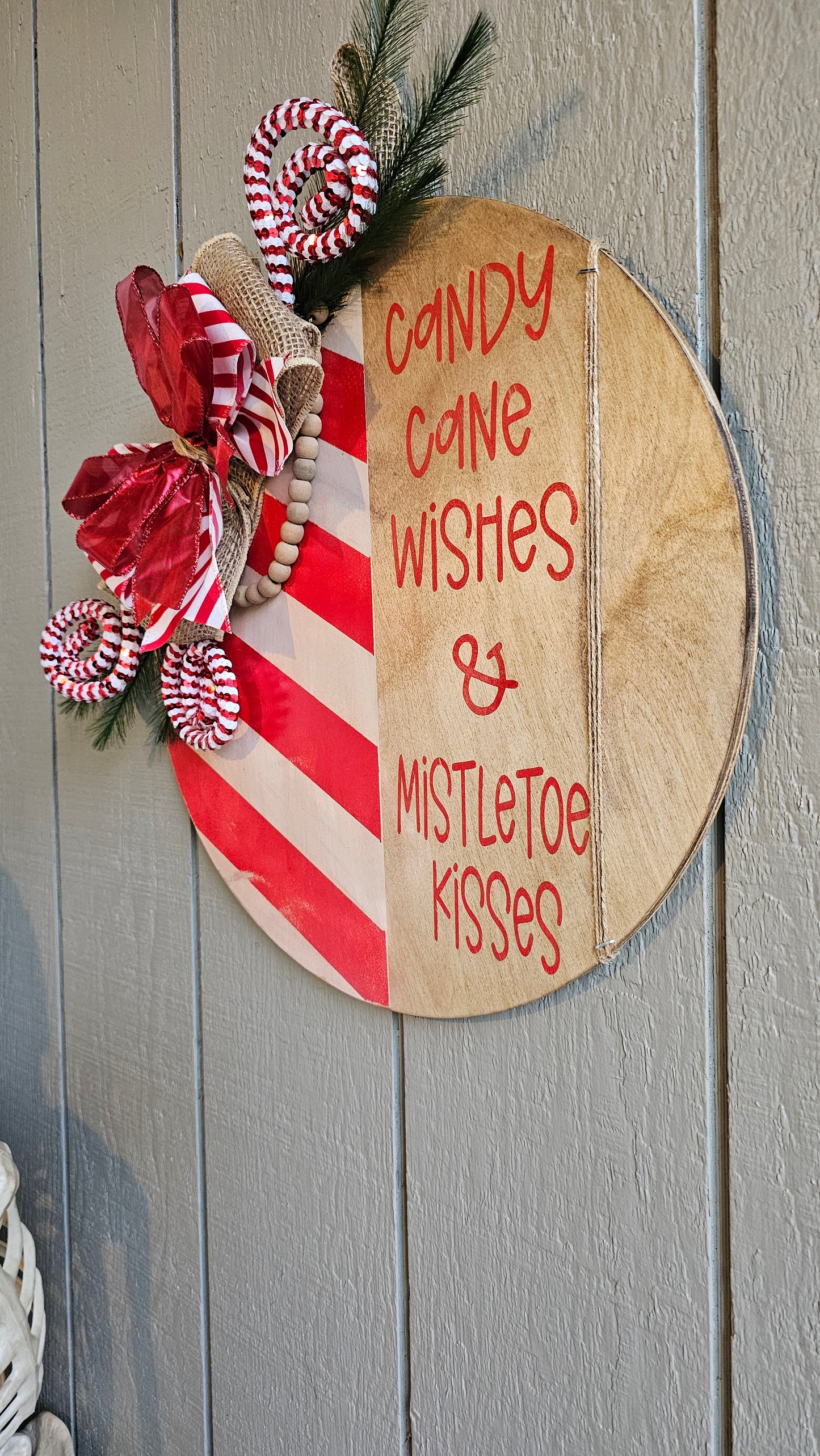 Candy Cane Wishes & Mistletoe Kisses Door Hanger