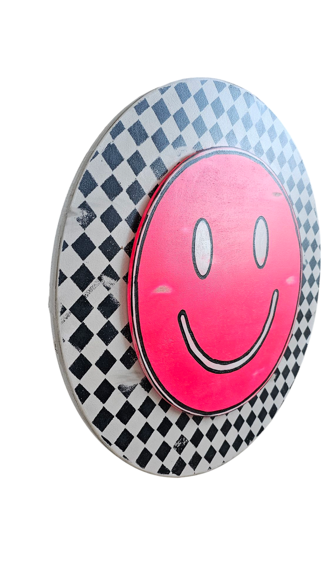 Checkered Neon Smiley Face Sign