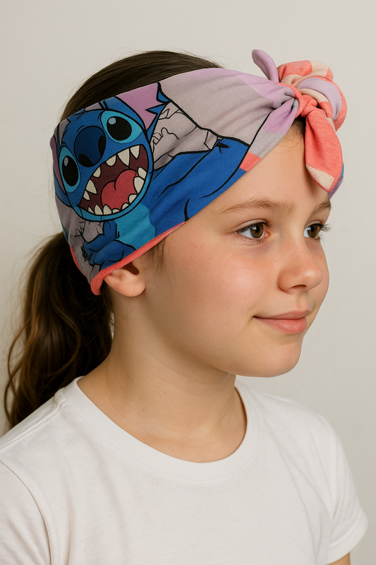 Upcycled Ohana - Lilo & Stitch T-Shirt Headband (Reversible)
