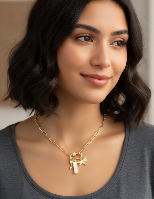 Charms Gold Chain Necklace Stack