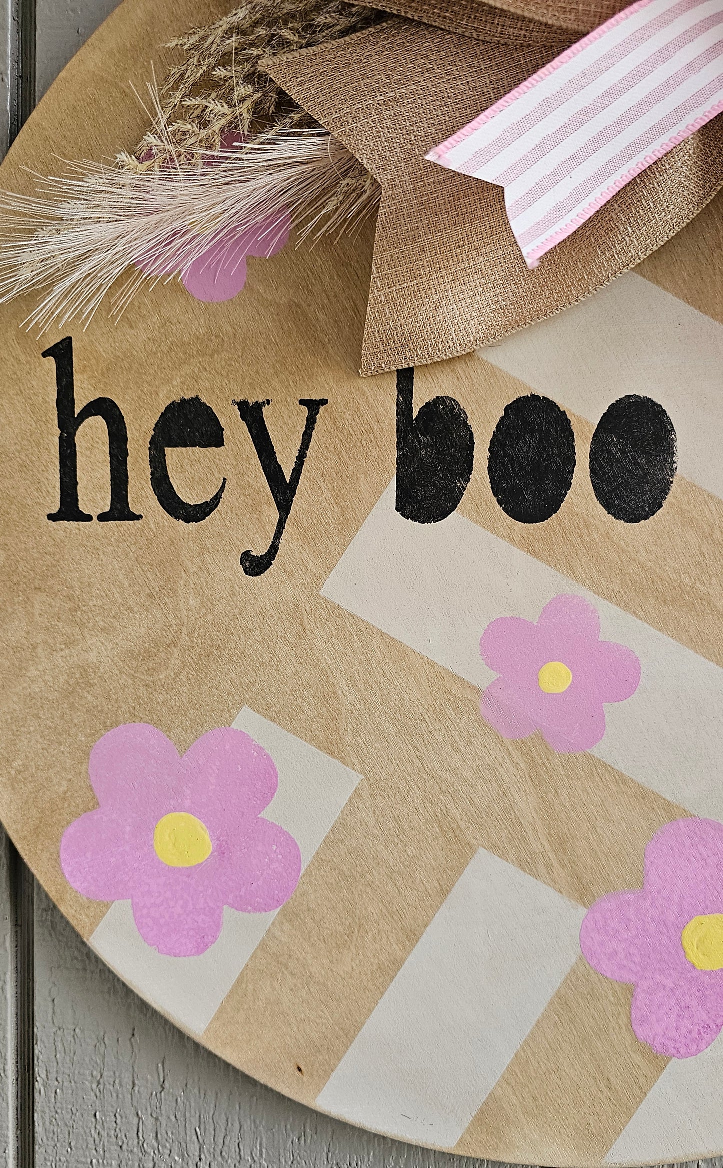 Hey Boo - Pink Ghosts Door Hanger