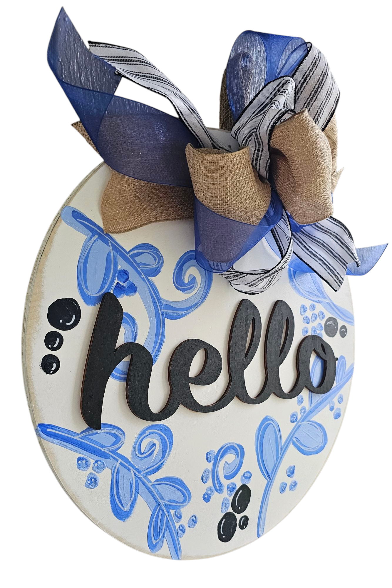 Hand-Painted Floral Blues Door Hanger