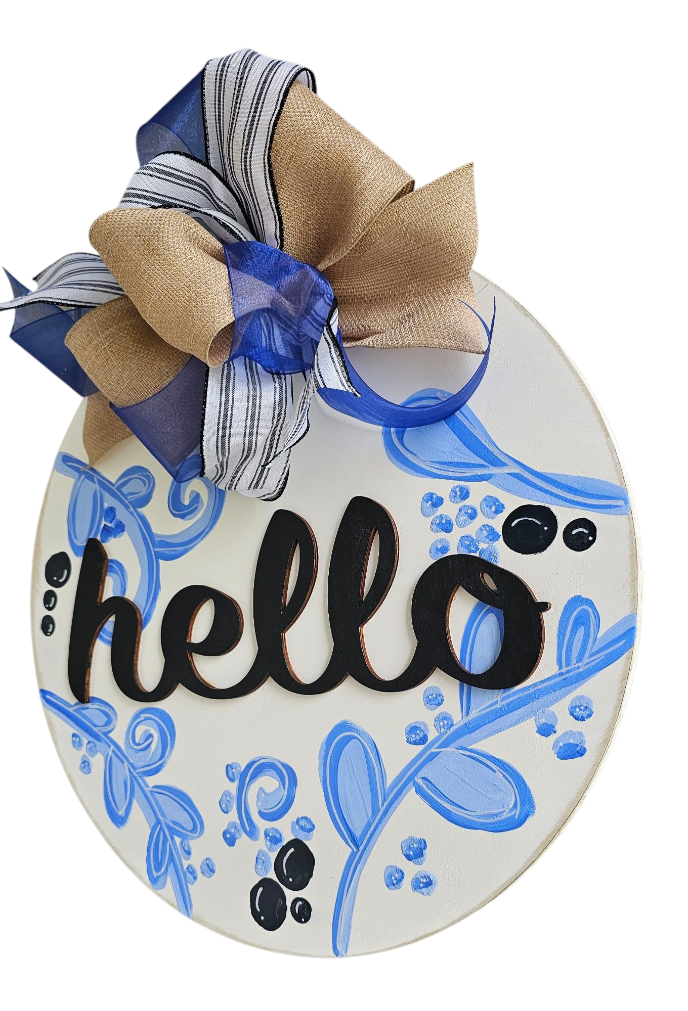 Hand-Painted Floral Blues Door Hanger