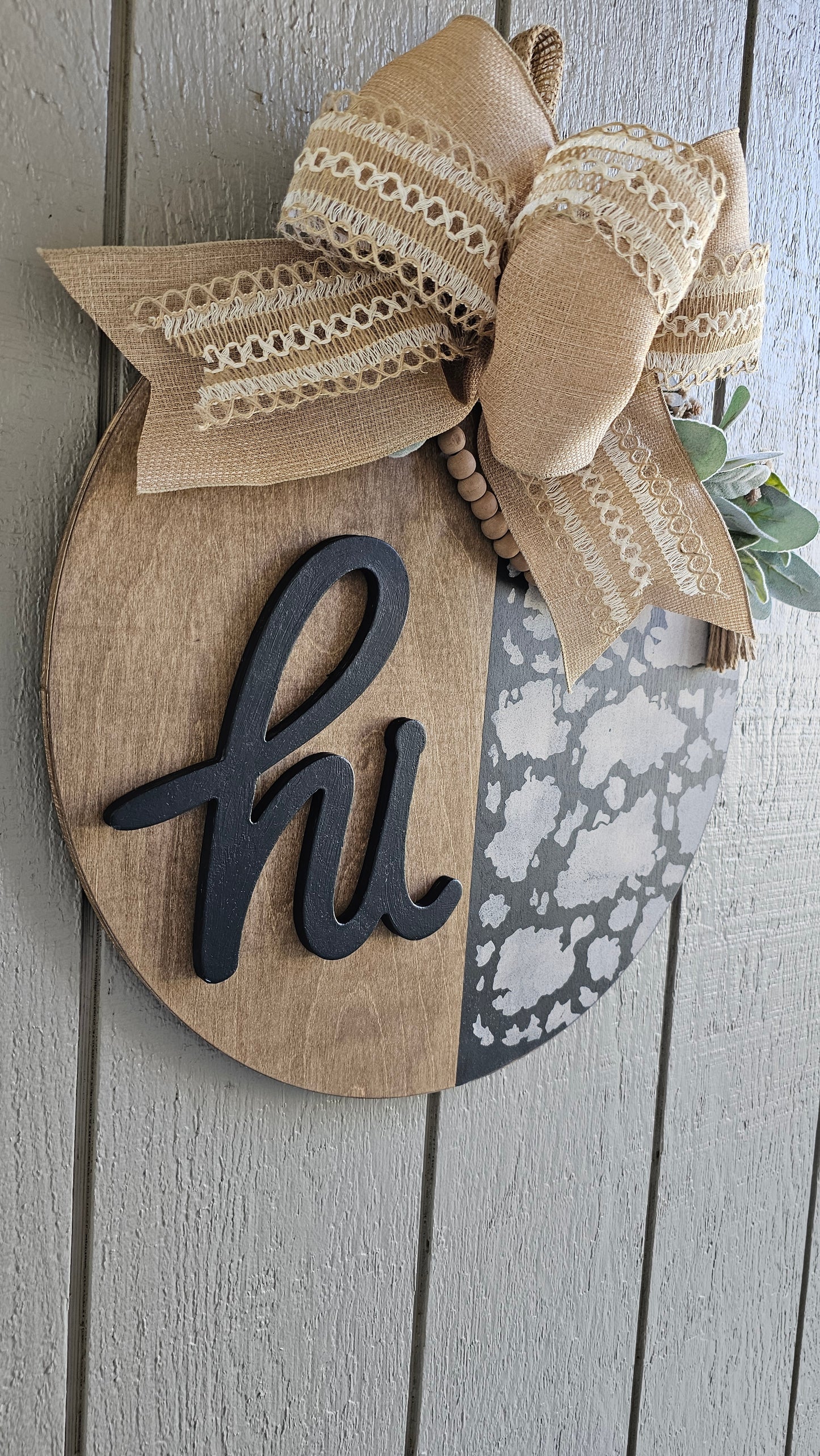 Cow Print "Hi" Door Hanger