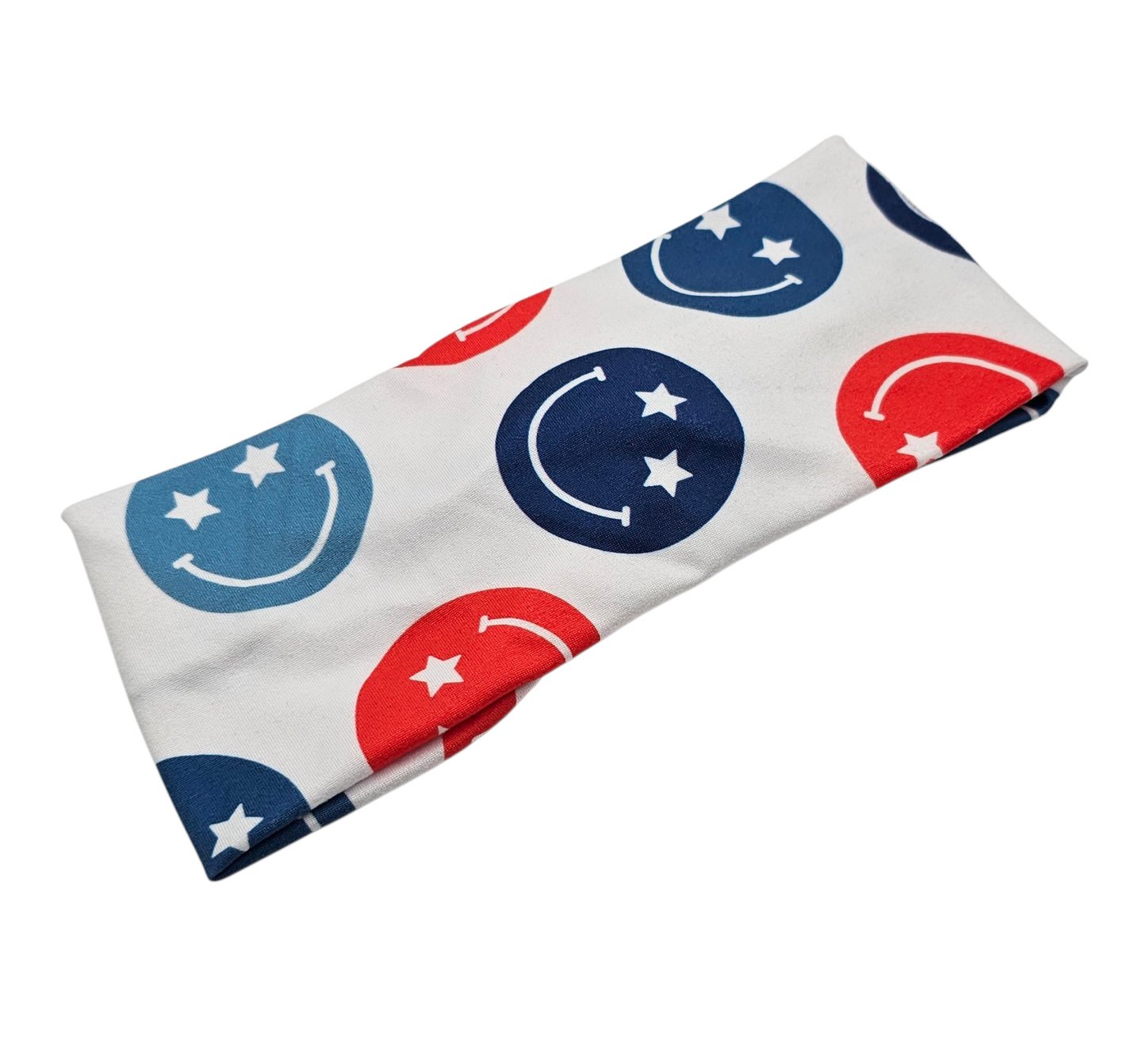 Red, White, & Blue Smiley Faces Headband