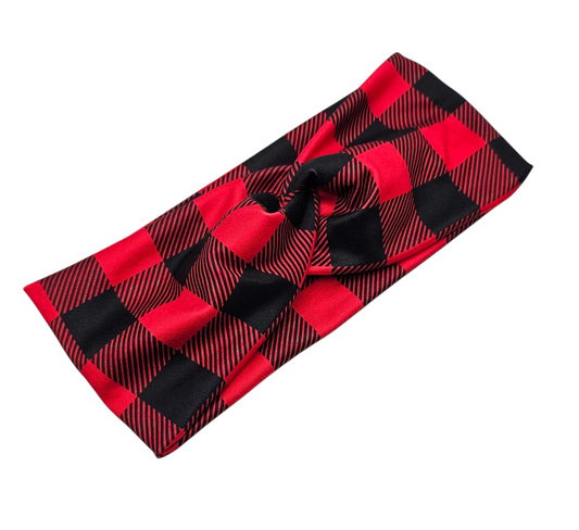 Red & Black Buffalo Plaid Headband