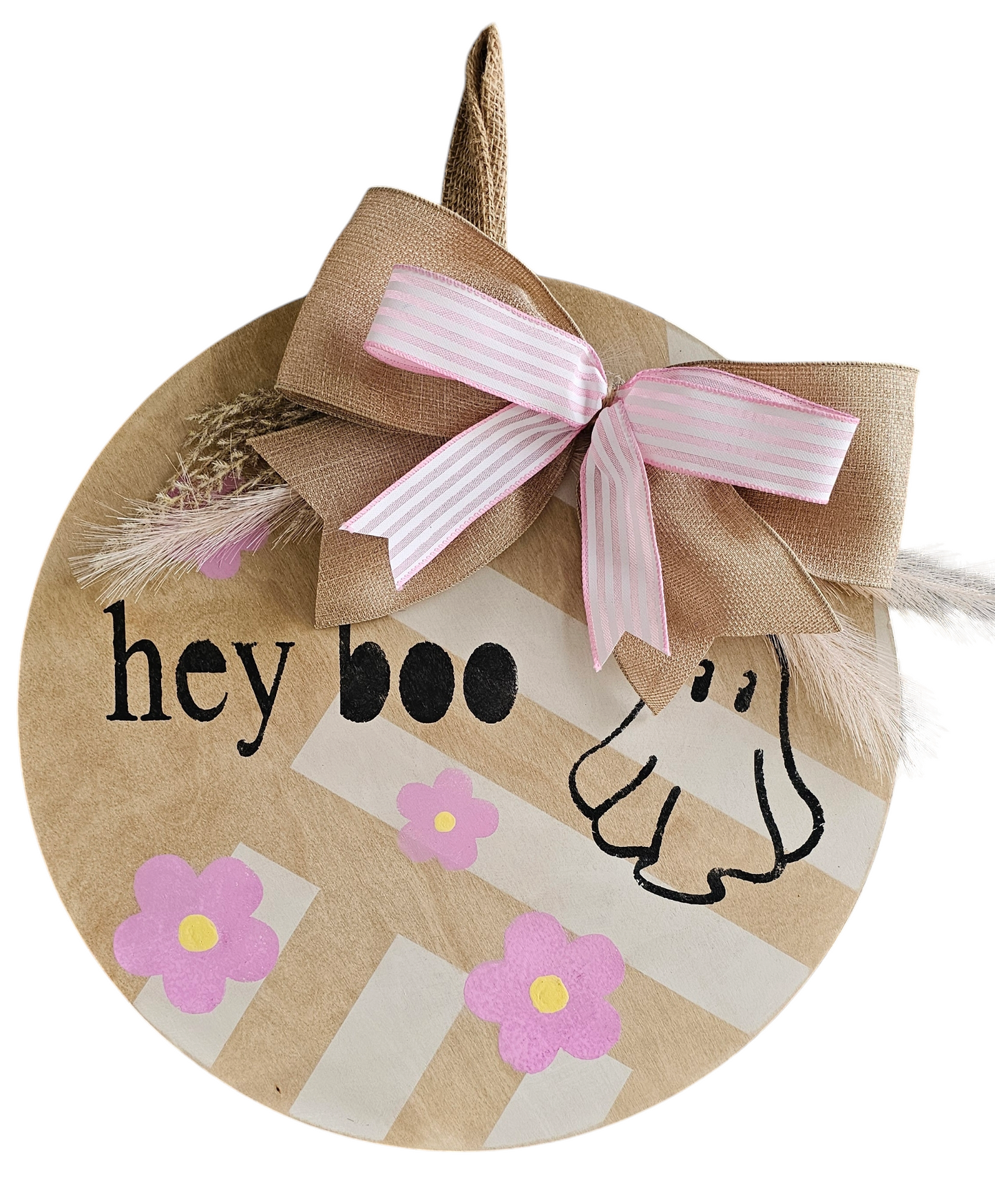 Hey Boo - Pink Ghosts Door Hanger