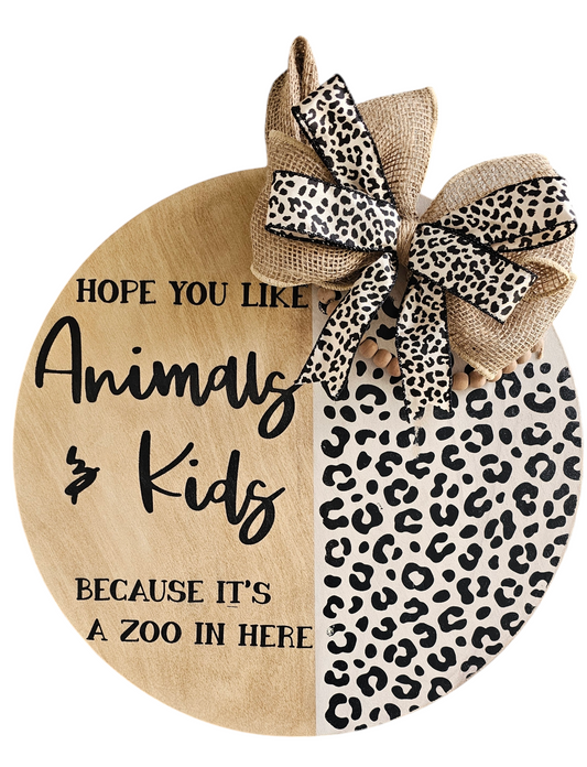 Hand-Painted Hope You Like Animals & Kids Door Hanger