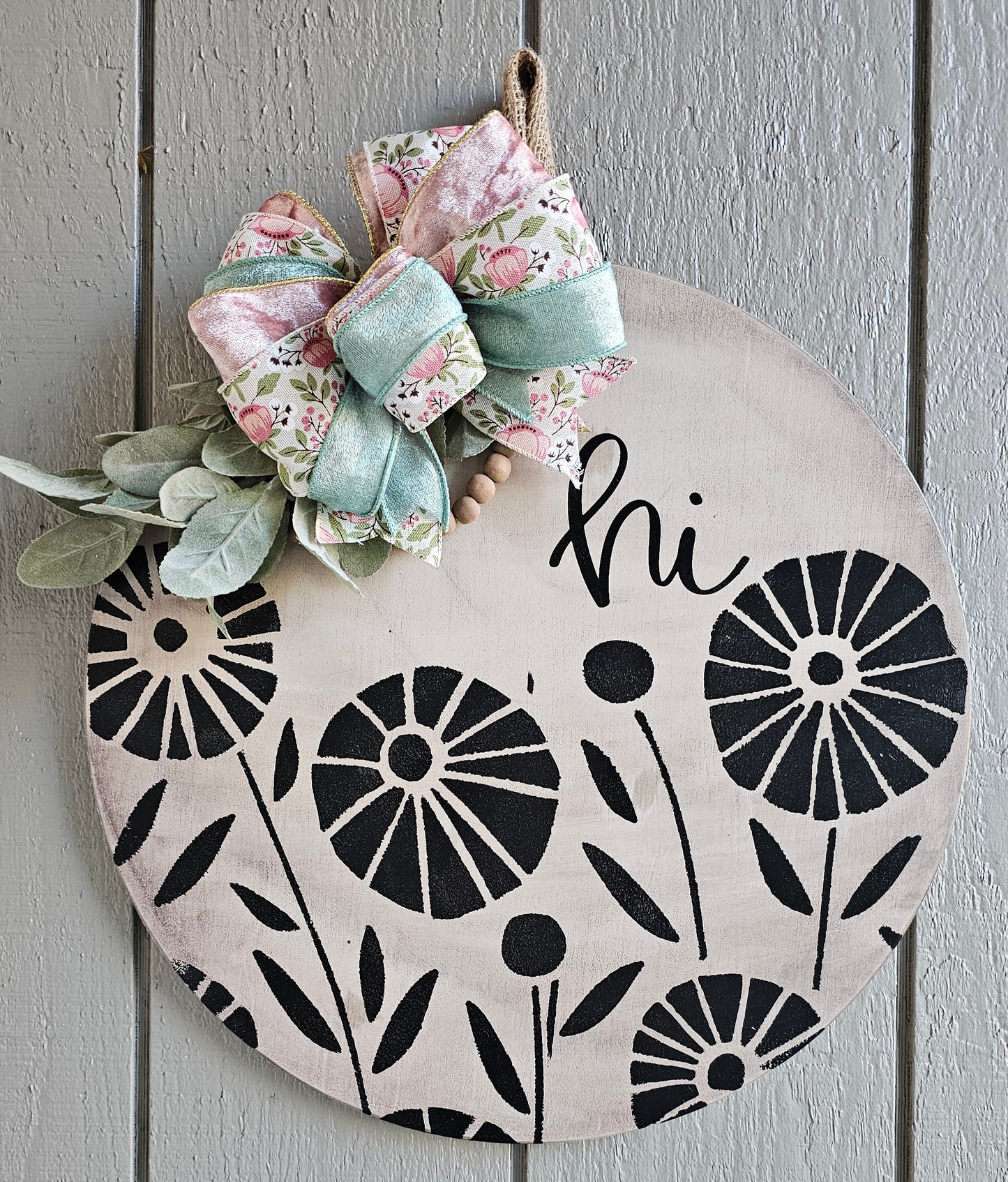 Hi - Modern Floral Sign