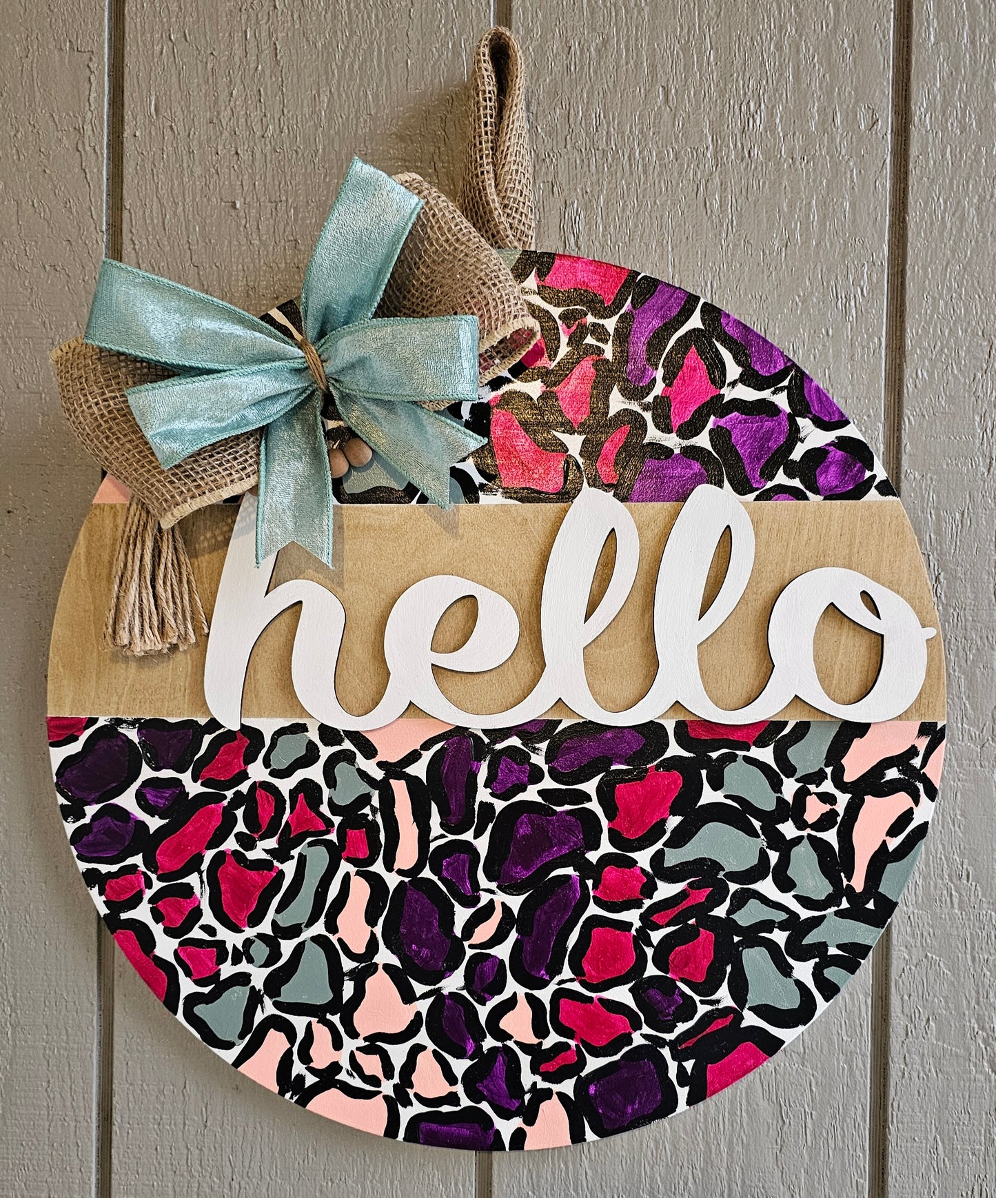 Colorful Leopard Print Door Hanger