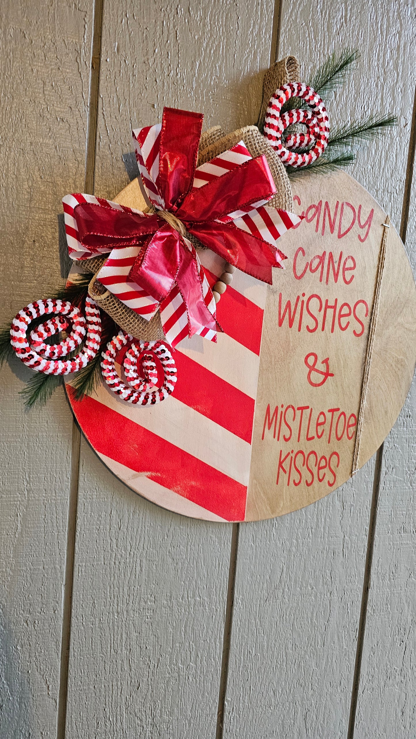 Candy Cane Wishes & Mistletoe Kisses Door Hanger