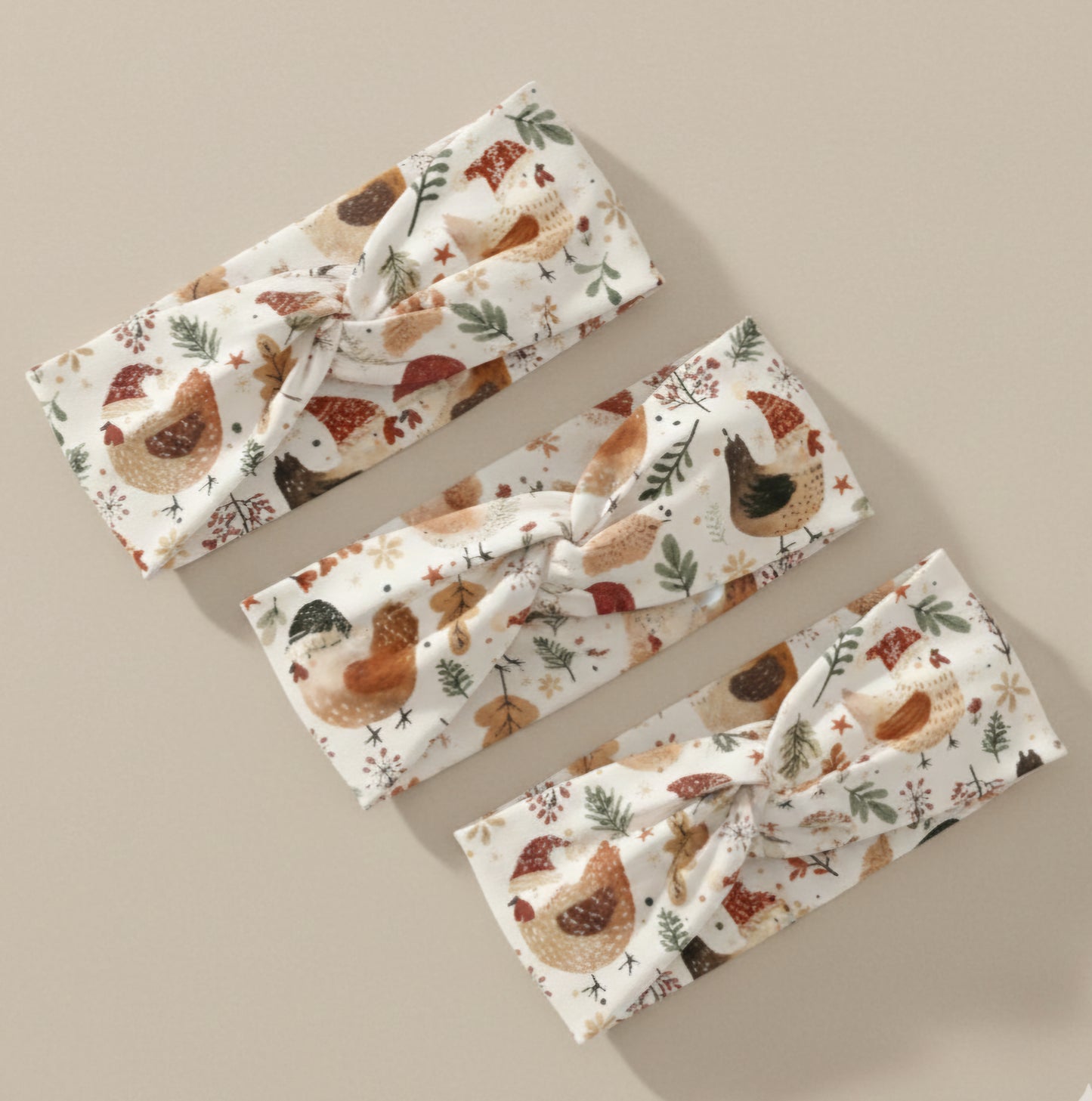 Christmas Chickens Twist Knot Headband (1 piece)