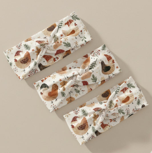 Christmas Chickens Twist Knot Headband (1 piece)