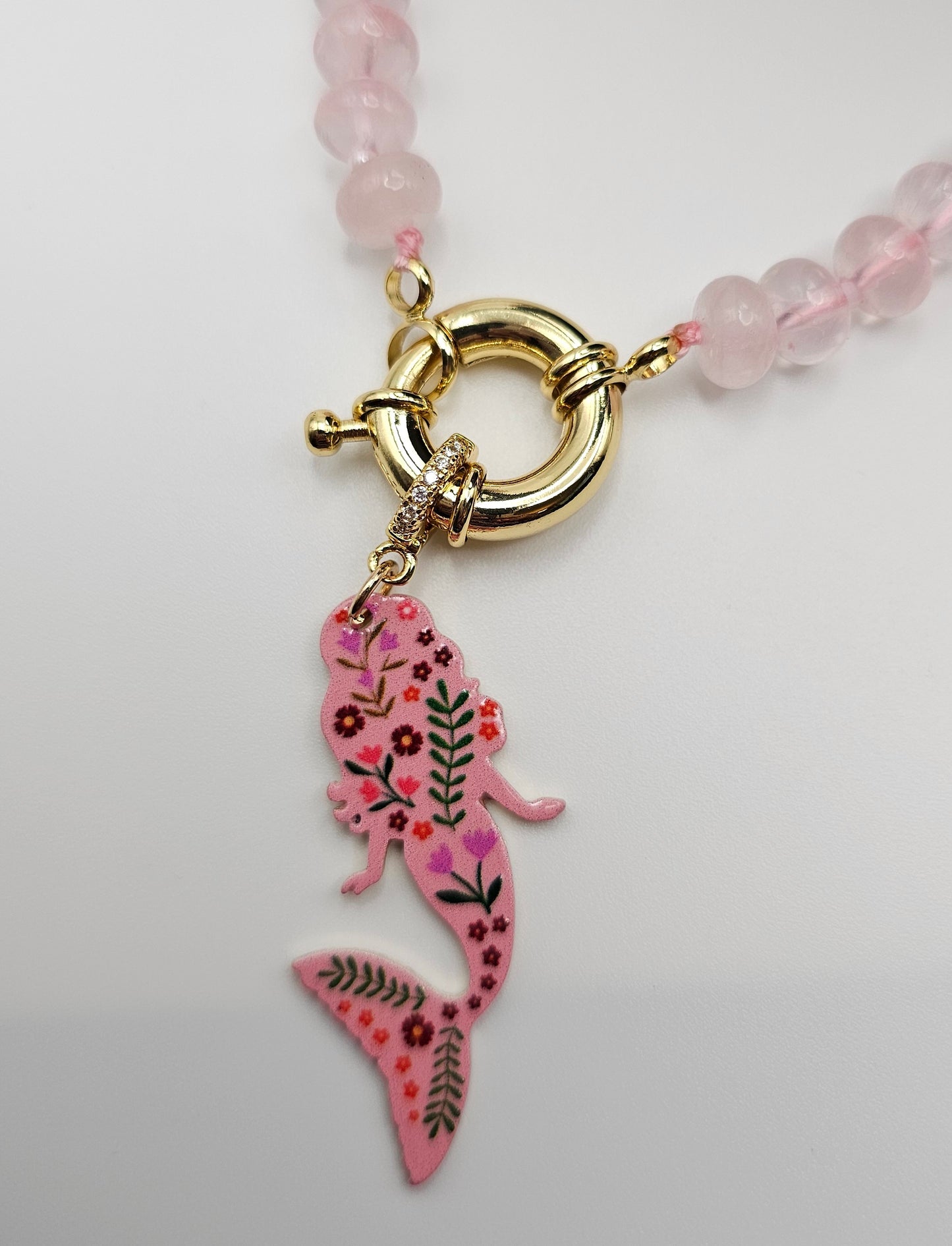 Pink Mermaid Beaded Necklace
