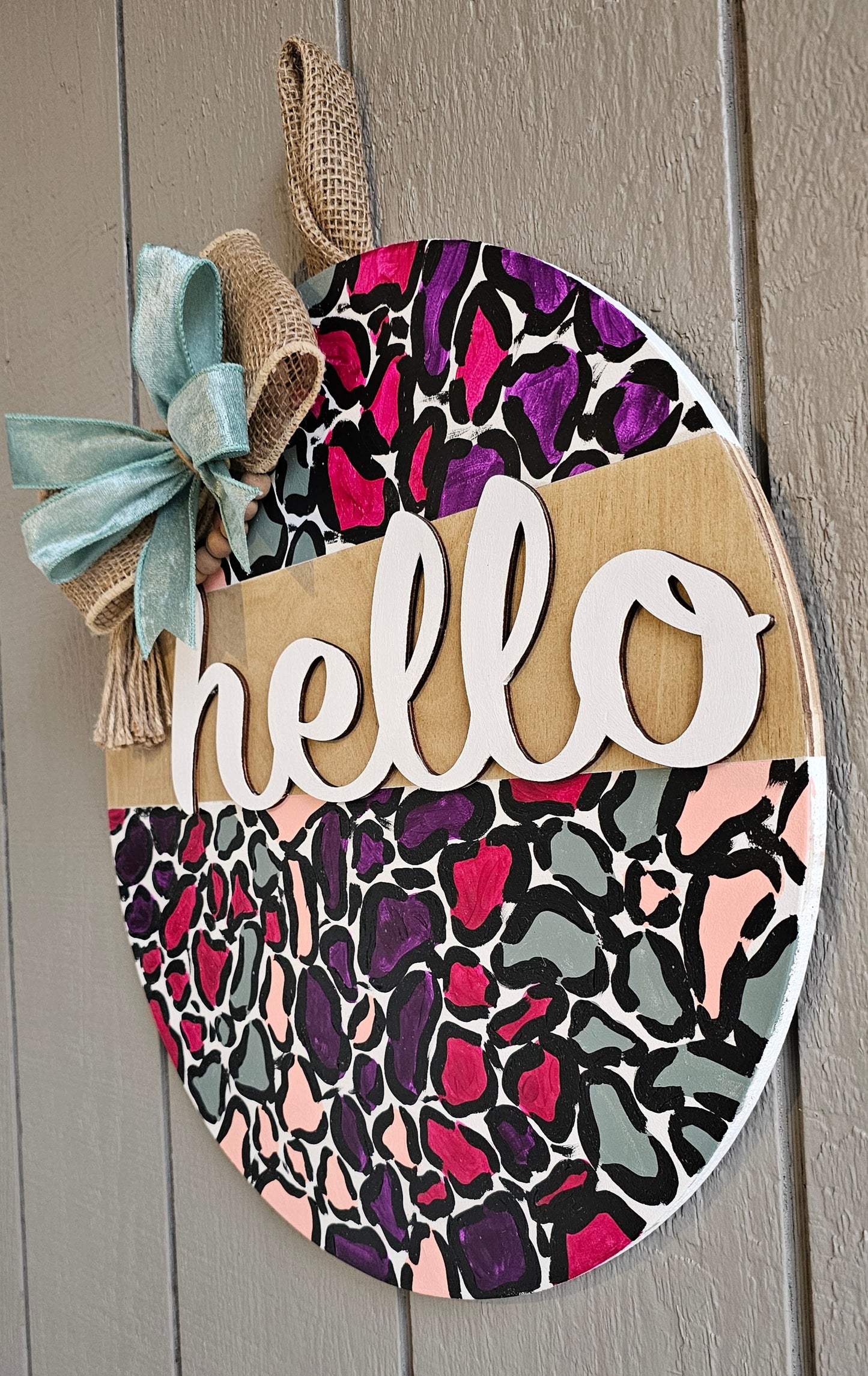 Colorful Leopard Print Door Hanger