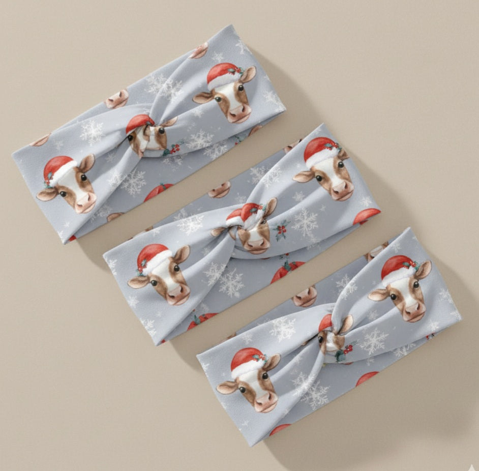 Christmas Cows Twist Knot Headband (1 piece)