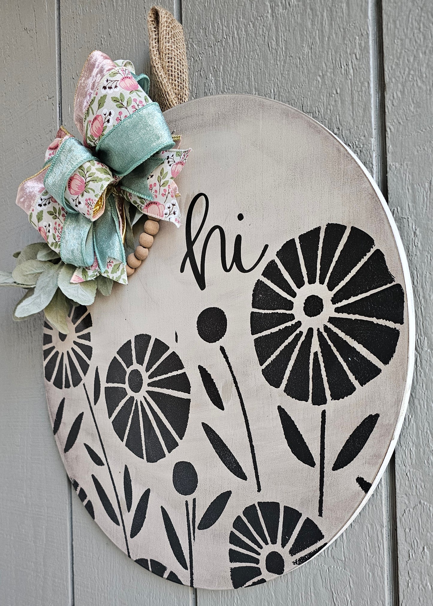 Hi - Modern Floral Sign